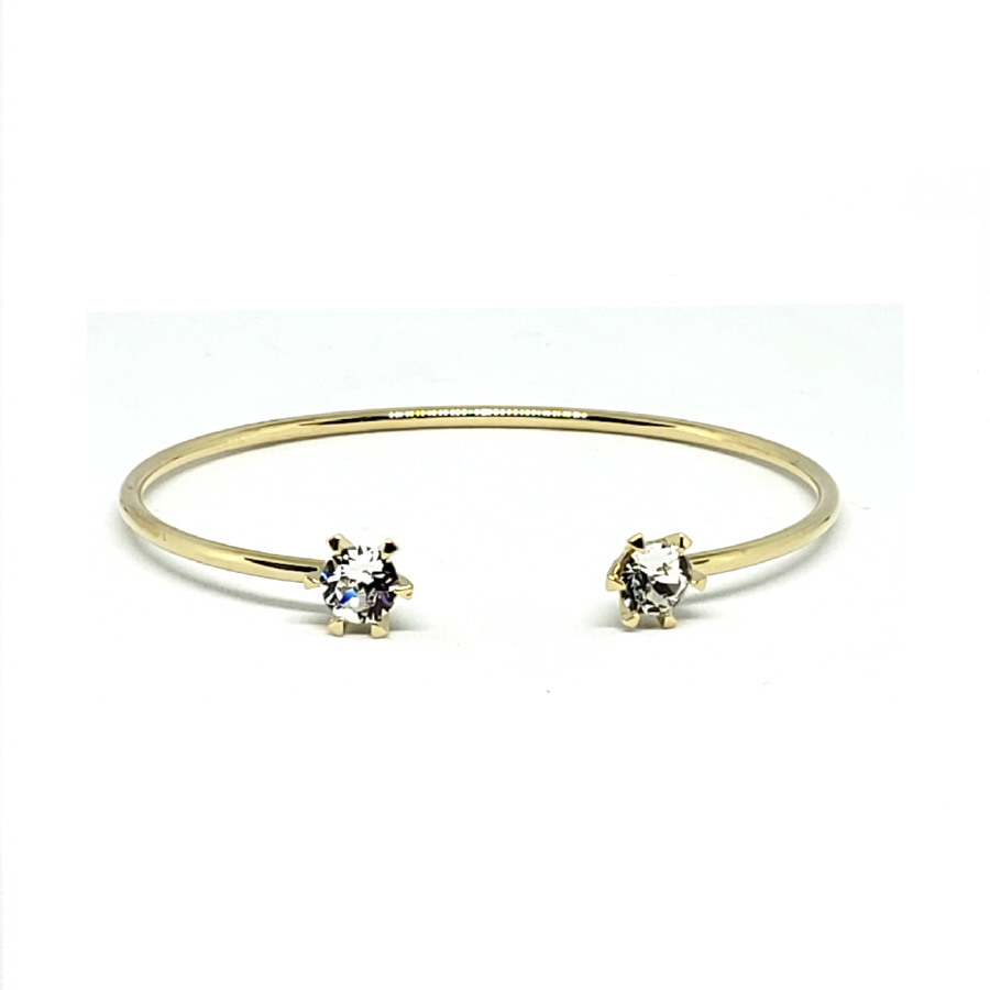 DOUBLE CRYSTAL OPEN BANGLE IN GOLD