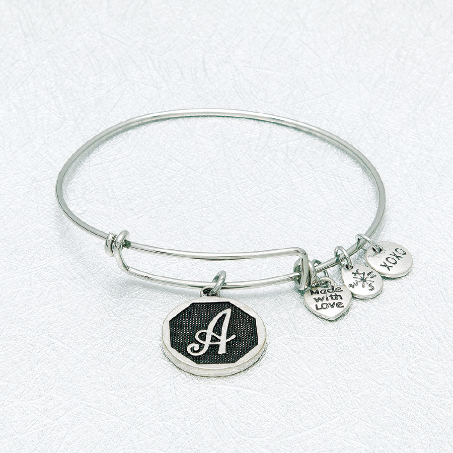 INITIAL BRACELET WITH DANGLES--A-Z AVAILABLE