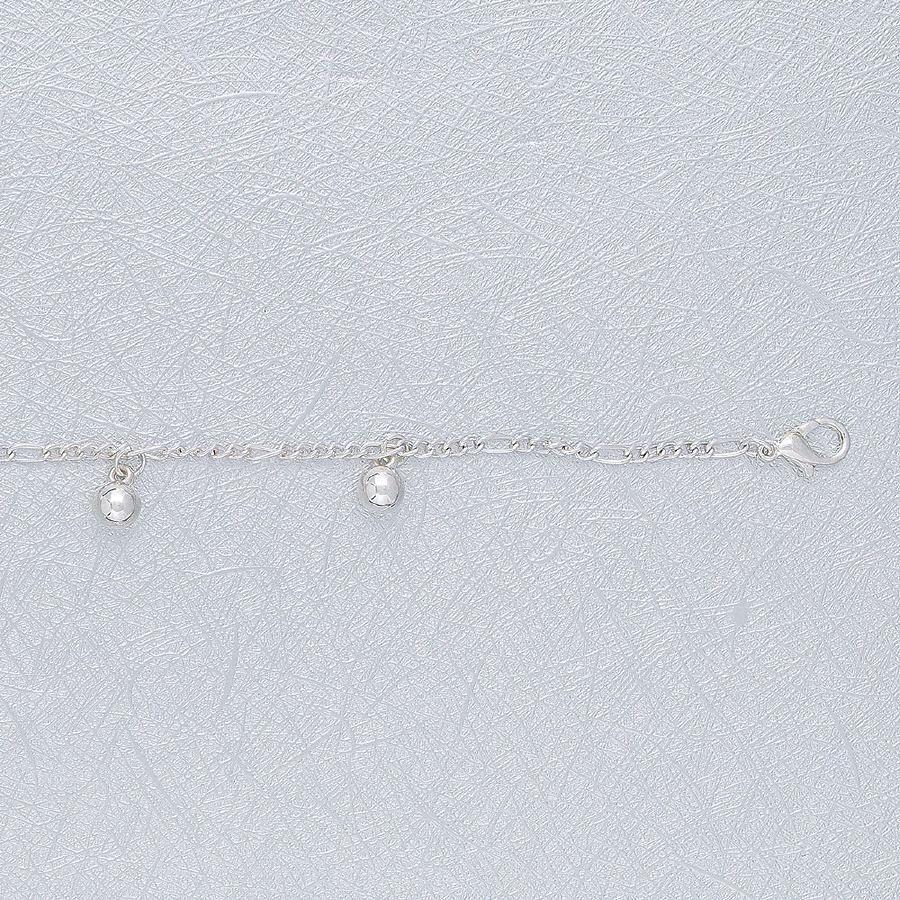ADJUSTABLE SILVER BALL BEAD FIGARO ANKLET