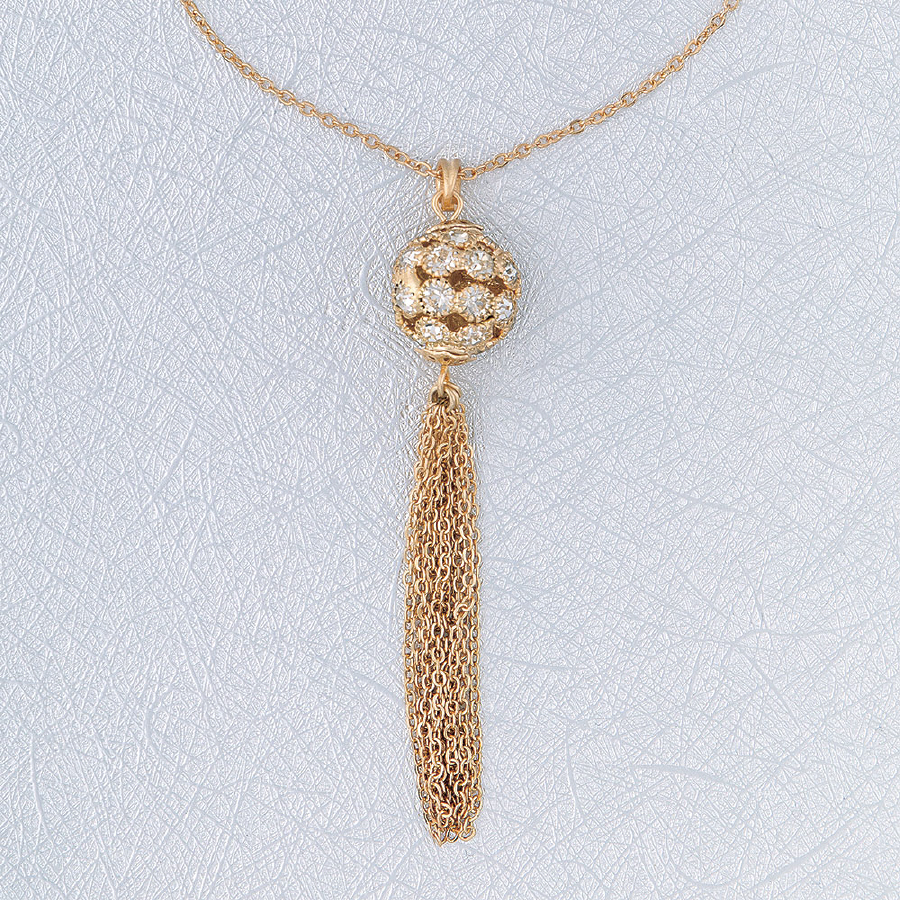 CLEARANCE! -CRYSTAL BALL ON 18" GOLD ADJ. NECK WITH TASSLE