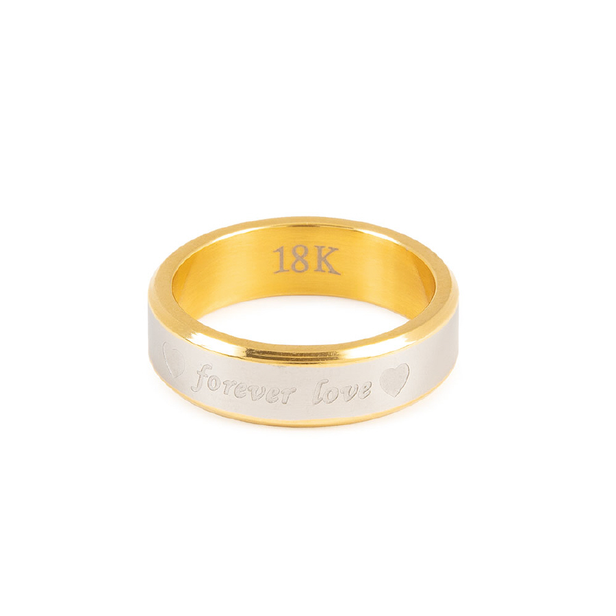 7MM TWO-TONED WEDDING BAND WITH 'FOREVER' ENGRAVING