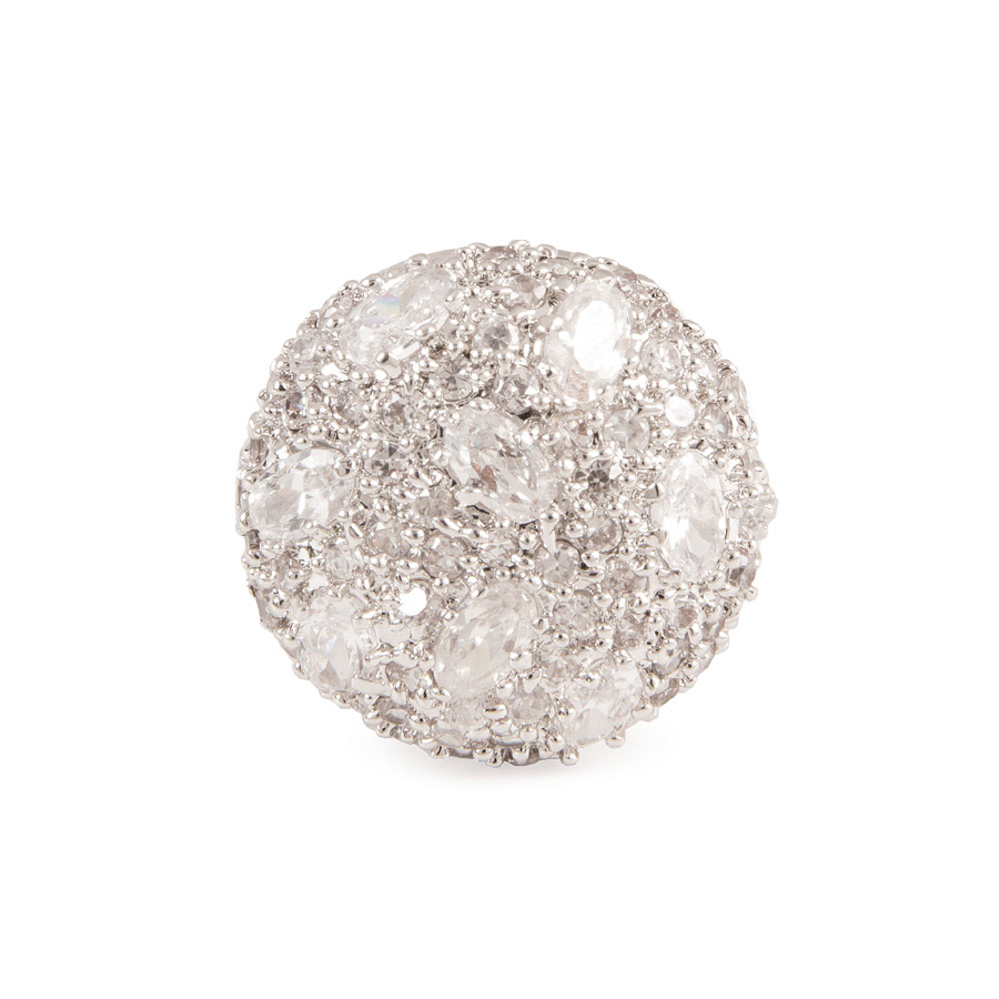 3/4" PAVE' CZ, ROUND DOME RING; SIZE 5